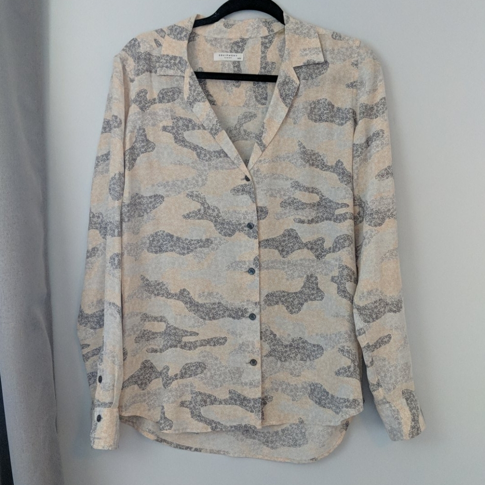 Camo-lace-print Silk Blouse from Equipment